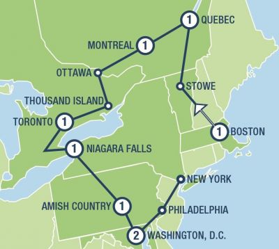 Map showing the Tour regions